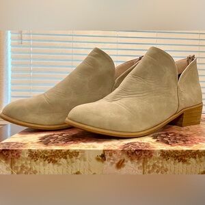 Babysbule Women's Short Suede Pointed Toe Mid Heel Retro Ankle Boots Size 39(41)